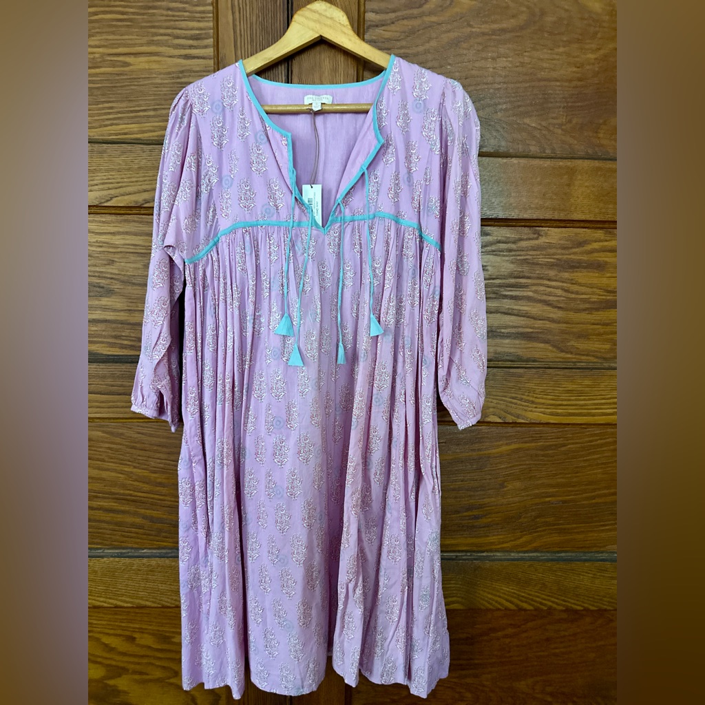 Pink Chicken Lavender Dress With Teal Accents
